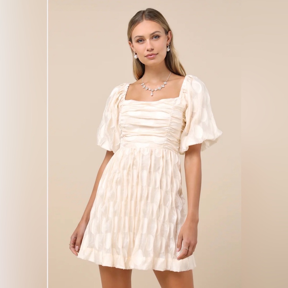 Lulus Bachelorette Wedding Engagement Party Mini Dress  Shimmer Champagne SZ XL